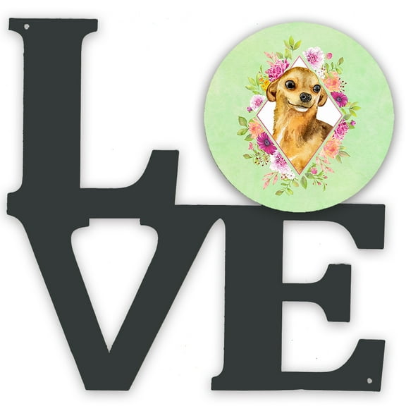 Carolines Treasures CK4288WALV Chihuahua Design1 Green Flowers Metal Wall Artwork LOVE 12X12 multicolor