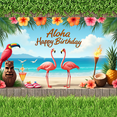 thumbnail image 5 of Beach Flamingo Banner Tropical Aloha Birthday Island Party Decor for Luau Celebration Summer Vacation Photo Booth, 5 of 7