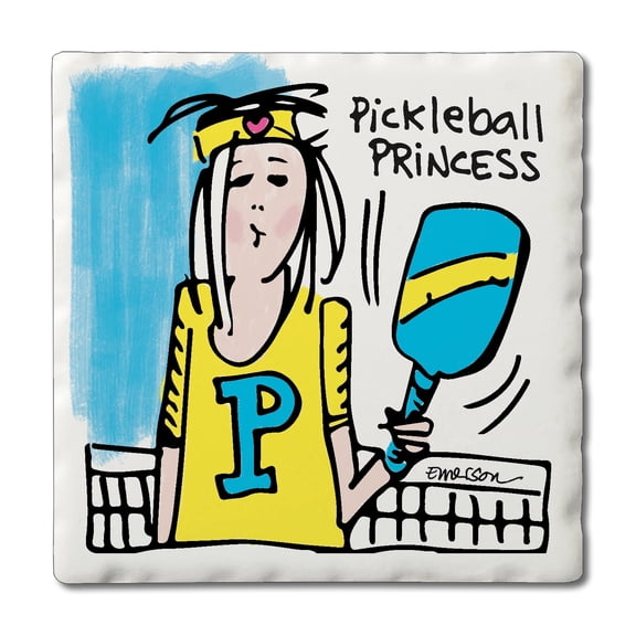 Thirstystone Pickleball Princess Single Tumbled Tile Coaster Create Your Own Set