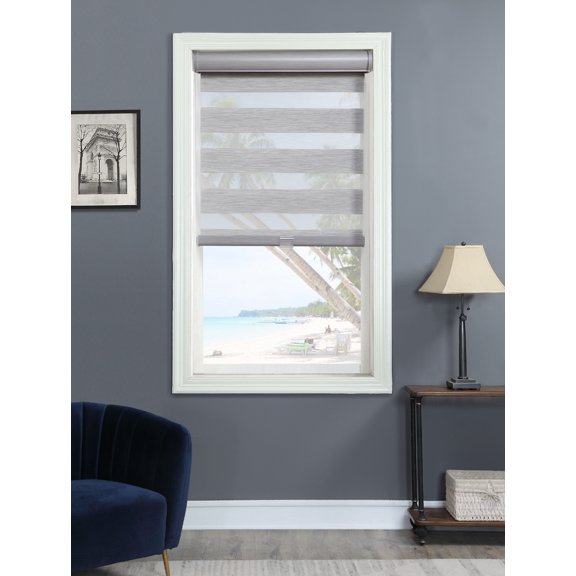 Cordless Light Filtering Layered Shade 30" X 72" Gray Stria