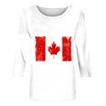 thumbnail image 2 of vdgthytj Chemise à Manches 3/4 pour Femmes Imprimé Feuille d'Érable Manches Courtes Basique Été Tee Tops Blouse Décontractée Col Rond, 2 of 4