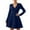 Navy, variant on CharmCyan Long Sleeve V Neck Ribbed Knit Dress for Women A Line Silhouette Soft Fabric Pullover Design Casual Wear Beige L