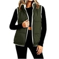 thumbnail image 4 of DISKEBUISS Women's Sherpa Lined Puffer Vest Stand Collar Full Zip Quilted Gilet with Pockets for Fall Winter, 4 of 8