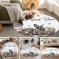 thumbnail image 5 of Round Rug 7Ft Washable Non-Slip, Rabbits Pine Cone Circle Area Rugs for Living Room Bedroom, Sweet Home Texture Brown Leaves Berries Indoor Floor Mats Carpet Runner for Home Decor Aesthetic, 5 of 8