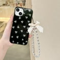 thumbnail image 6 of White Bow Retro Black Phone Case Compatible with iPhone 14/iPhone 13,Cute Chic Trendy Ribbon Design Glossy Sleek Clear Side Girls Women Protective Cover for iPhone 13/14 6.1inch, 6 of 9