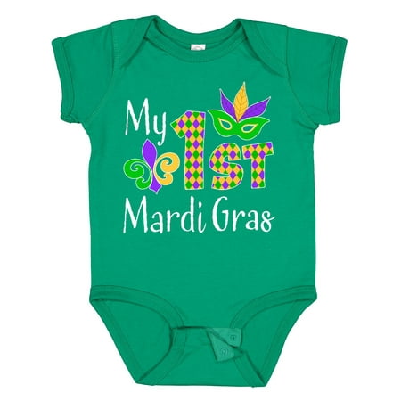 

Inktastic My 1st Mardi Gras with Mask Gift Baby Boy or Baby Girl Bodysuit