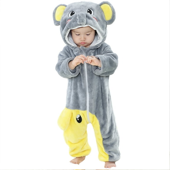 XBASW Newborn Baby Cartoon Jumpsuit Unisex Flannel Romper Fall Winter Bodysuit Hooded Onesies 0-3Y