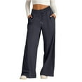 thumbnail image 2 of YDDIAN Wide Leg Sweatpants Women Drawstring High Waisted Joggers Casual Pull on Y2k Sweat Palazzo Trouser Pants with Pockets Navy XXL, 2 of 5