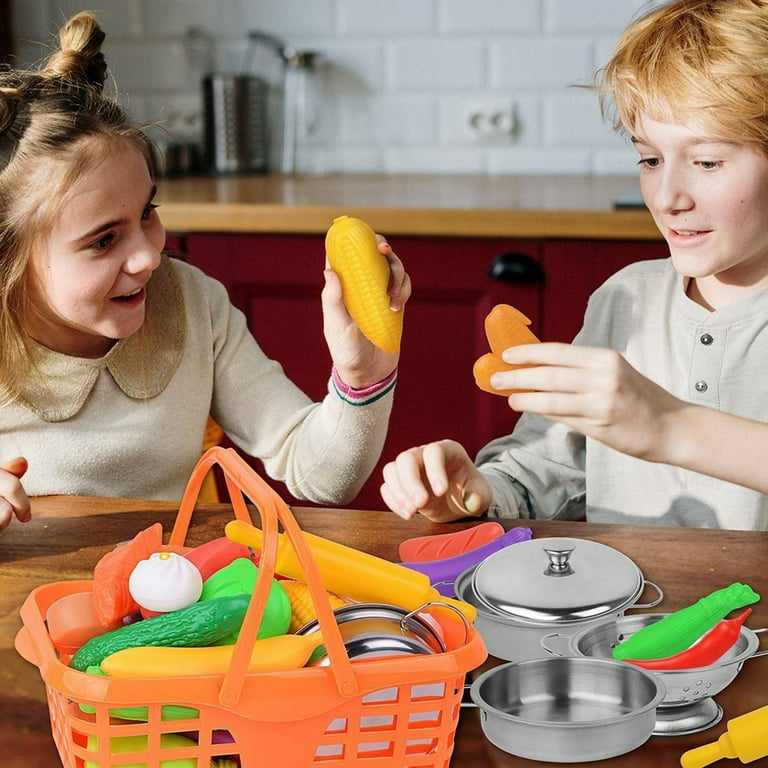 DODOING Play Food Sets for Kids Kitchen,Play Kitchen Accessories