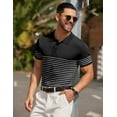 thumbnail image 5 of COOFANDY Men's Striped Polo Shirt Casual Knit Short Sleeve Golf Shirts Lightweight Fashion Collared T Shirts, 5 of 6