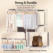 Portable Closet Organizers and Storage, Dustproof Non-Woven Fabric Wardrobe Closet Clothes Rack Shelf for Home, Sky Blue