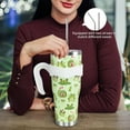 thumbnail image 2 of Frog 40oz Tumbler with Handle and Straw, Cute Strawberry Cup Coffee Mug Stainless Steel Insulated Water Bottle, Green Frog Gifts for Women Girl Birthday Christmas, 2 of 6