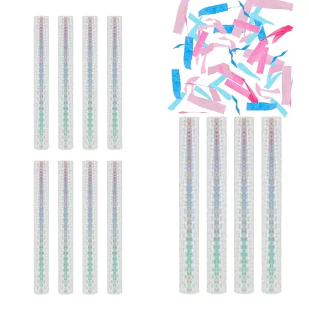 12 Pack Gender Reveal Confetti Wands, Pink and Blue Confetti Flutter Sticks