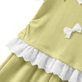 thumbnail image 3 of OGLCCG Kids Girls 2 Piece Outfits Short Sleeve Lace Bow Shirt Tops and Baggy Capri Pants Summer Casual Cute Girls Clothing 2-10 Years, 3 of 5
