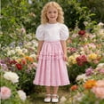 thumbnail image 3 of Fozruso Girls Ruffle Midi A-Line Skirts, Casual Floral Lace Tiered Skirt For Toddlers and Kids School Casual Wear(Pink), 3 of 7