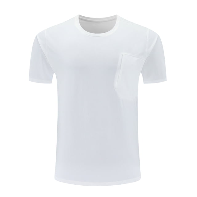Lmnyox T-Shirt Basique à Manches Courtes pour Hommes, T-Shirt de Sport Décontracté avec Poche, Col Rond, Hauts de Course d'Été