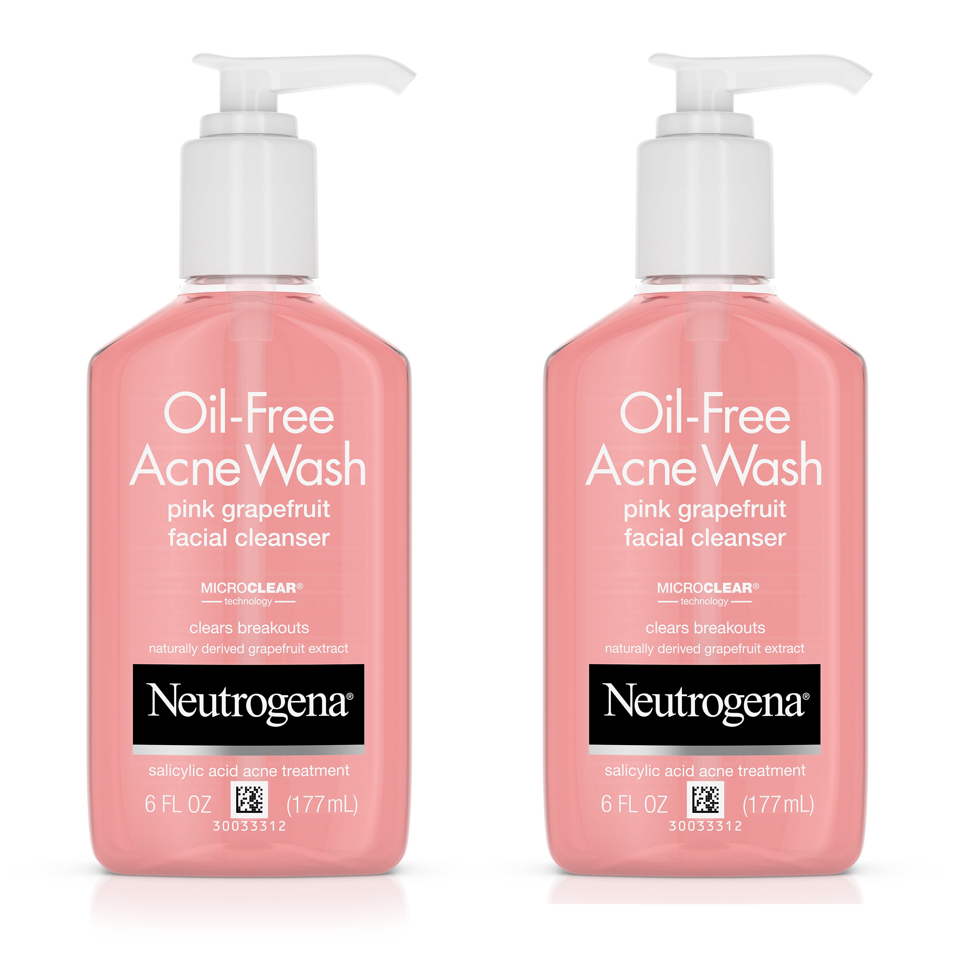 Neutrogena Oil-Free Pink Grapefruit Acne Facial Cleanser, 6 fl. Oz - 2 ...