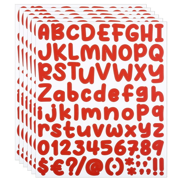 Uxcell Letras y Números Adhesivos, 6 Hojas de Calcomanías de Letras Mayúsculas Autoadhesivas, Rojo