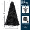 thumbnail image 3 of Árbol de Navidad KTKDE de 6 pies negro artificial con 1005 puntas y luces, 3 of 9