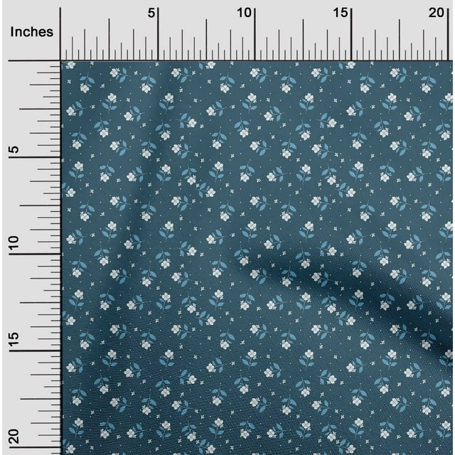 oneOone Velvet Teal Blue Fabric Florals Craft Projects Decor Fabric Printed By The Yard 58 Inch Wide