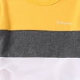 thumbnail image 5 of WUANDIXFA Toddler Kid Boy Clothes Colorblock Letter Graphic Tee Shorts 2PC Summer Outfit Set (Yellow, 3-4 Years), 5 of 7