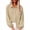 Khaki, variant on Lightweight Long Sleeve Topss for Women Cotton Linen Solid Color Button Shirt Turn Down Collar Loose Casual T Shirt for Daily Work Lounge