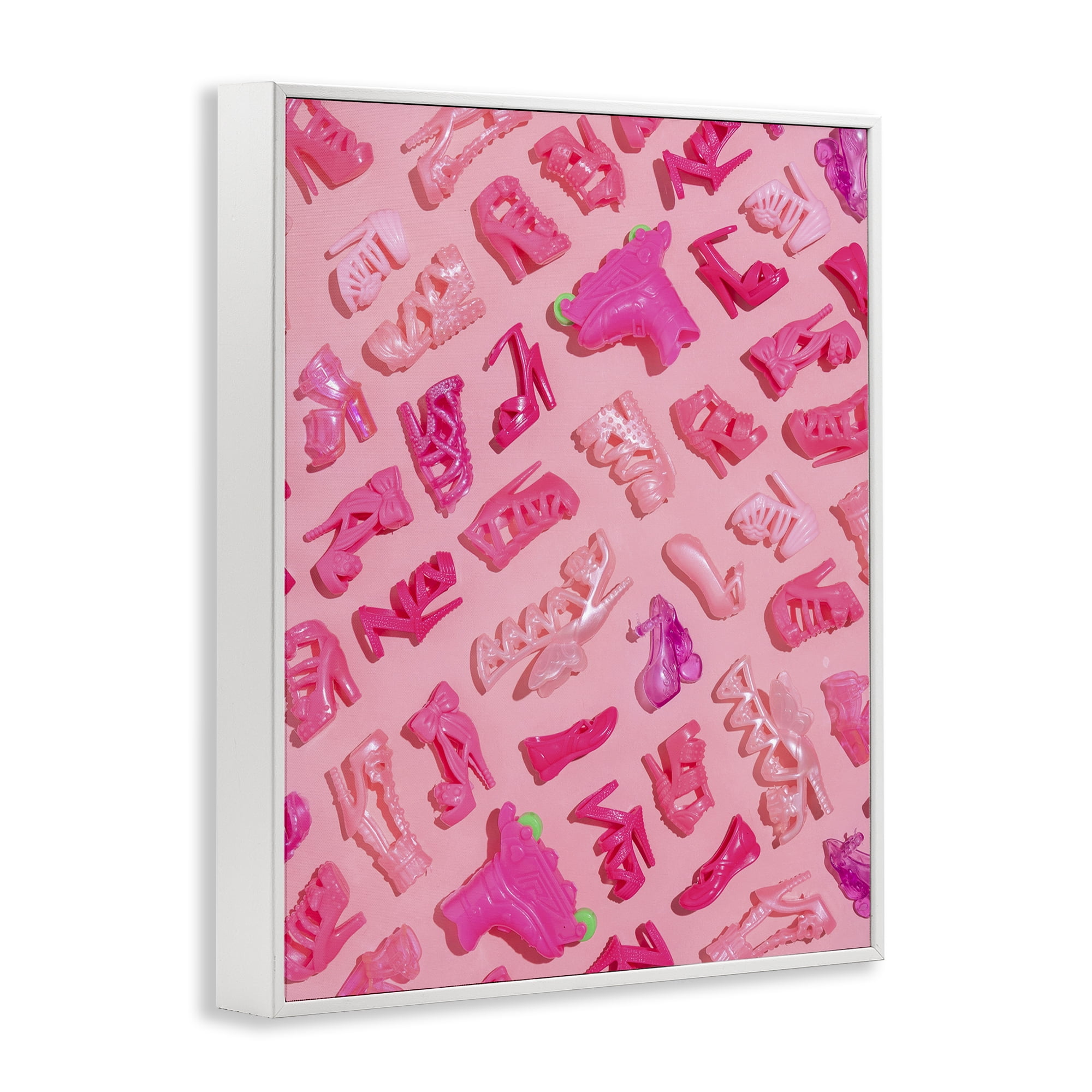 Stupell Industries Tiny Doll Shoes Pink White Framed Giclee Art, design by LISH Creative