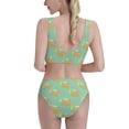thumbnail image 5 of High Waisted Bikini Sets For Women, Cartoon Hot Dog Print Green Swimsuits Tummy Control, Two Pieces Bathing Suit, 5 of 8