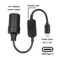 Riohave USB C Male 5V To 12V Car Cigaret Socket Female Converter (12W