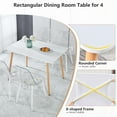 thumbnail image 3 of Lecut White Dining Table Wood Rectangle Kitchen Table with Adjustable Legs 47'' Dining Room Table for 4 people for Small Space Home Office Dining Room White & Beige, 3 of 6