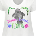 thumbnail image 4 of Inktastic Miami Beach Florida Cute Swimming Manatee Women's Plus Size V-Neck T-Shirt, 4 of 5