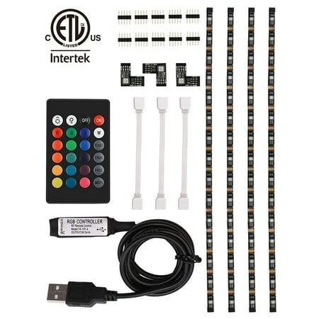 TORCHSTAR TV Backlight, ETL Led Strip Lights, DC5V USB RGB 5050 Waterproof with RF Remote, LED Lights for TV Backlight Kit, Color Changing Flexible Light