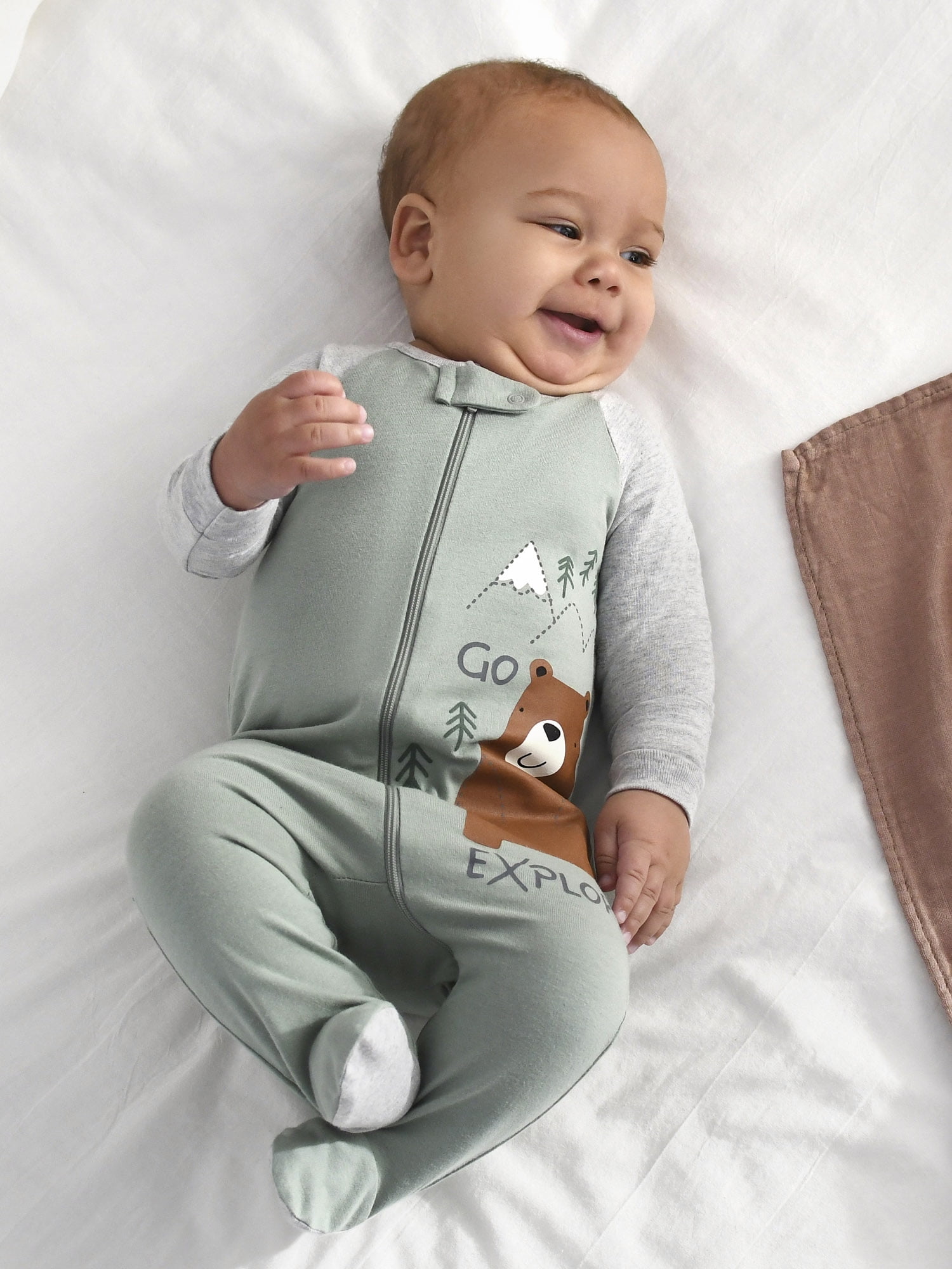 Gerber Browns Baby Boys 3-Piece Bodysuit, Sleep 'n Play, and Cap Set