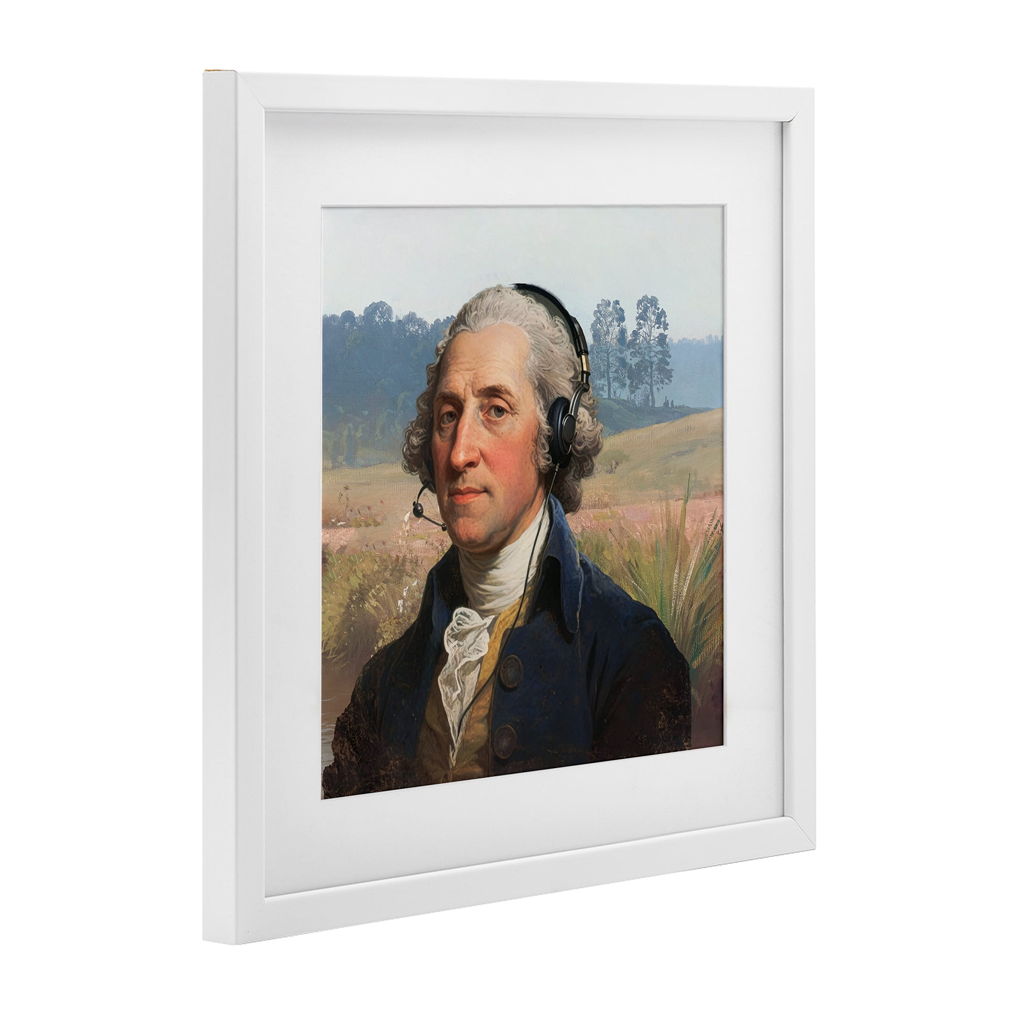 Stupell Industries Classical Gentleman with Headset White Framed Print Under Glass, design by CAD Designs