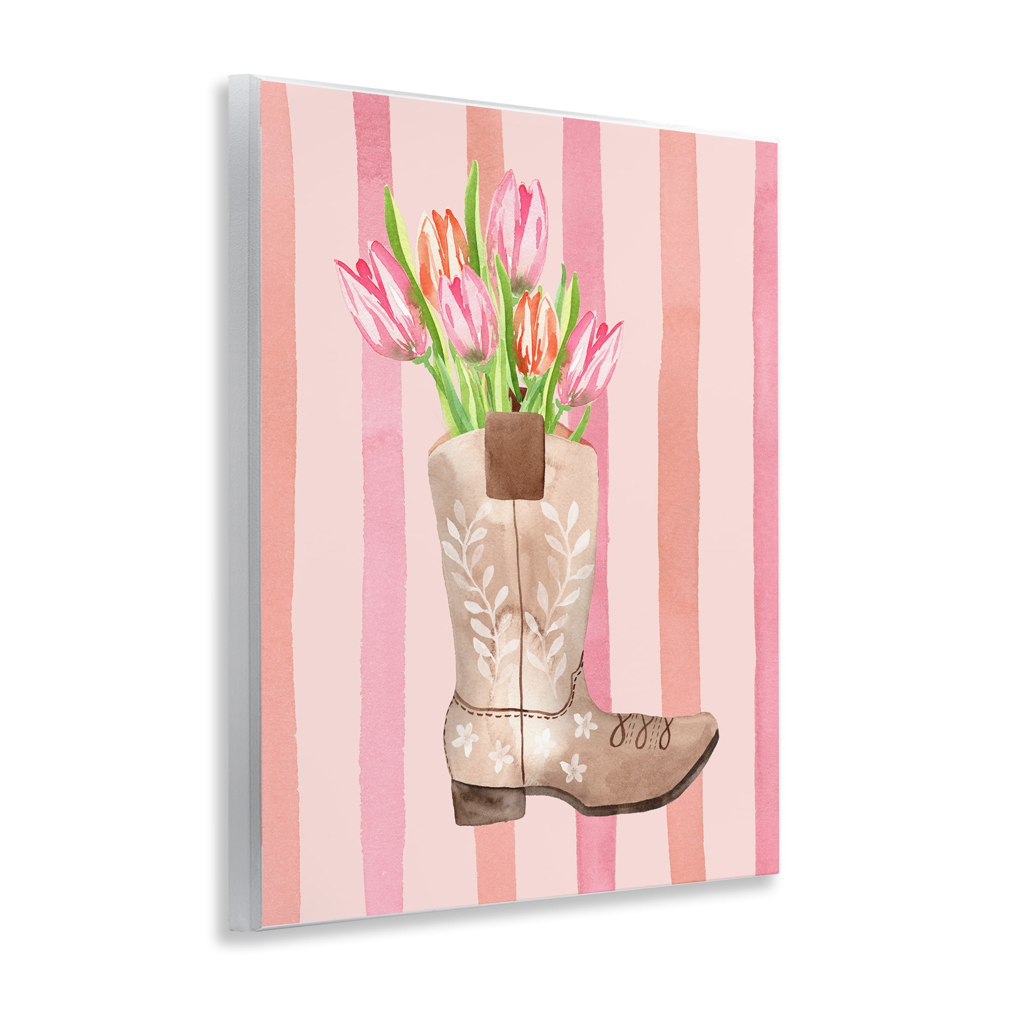 Tulip Cowgirl on Stripes Wall Plaque Art, design by Nina Jacobs
