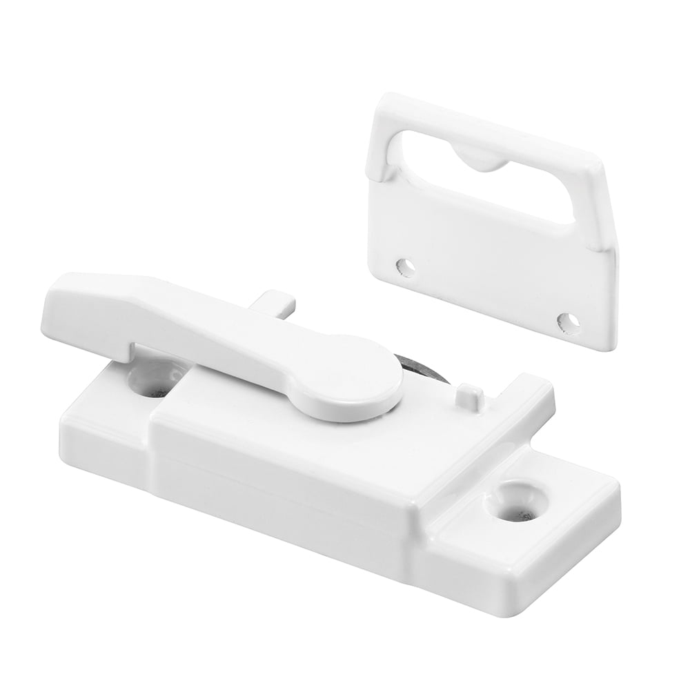 Vinyl Window Sash Lock, with Keeper, Diecast, White Enamel Finish