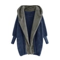 thumbnail image 1 of Women Solid Color Coat Warm Winter Overcoat Fluffy Jacket Button Down Overcoat Windproof Outer Coat Long Sleeve Cardigan, 1 of 6