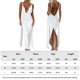 thumbnail image 2 of Vestido Dividido De Damas Vestido ajustado de noche para mujer Vestido sin espalda sexy con escote en V profundo (Blanco L) Kuymtek para Mujer Blanco T S, 2 of 5