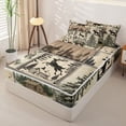 thumbnail image 2 of Castle Fairy Vintage Patchwork Wildlife Zipper Twin Comforter Sets with Fitted Sheet and 2 Pillowcases,Bear Elk Pine Cabin Paw Zipper Bedding Set,Sepia Brown Cream,Black Reversible,4-Piece, 2 of 6