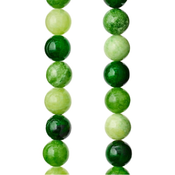 Bead Landing 10mm Round Green Semi-Precious Beads, 12 Pack