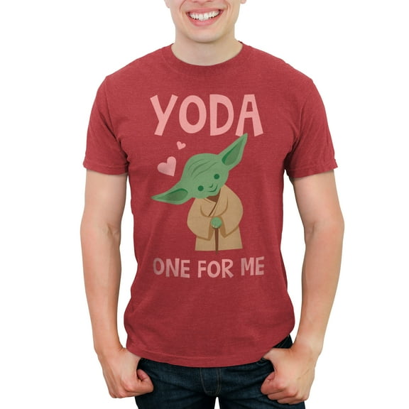 Men's Star Wars Valentine's Day Yoda One for Me Simple Graphic Tee Red Heather Medium