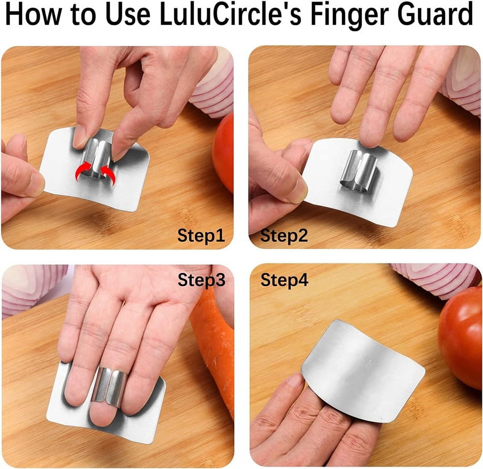 6Pcs 2 Kinds Stainless Steel Finger Guard for Cutting Vegetables Fruit,  Finger Protector for Safe, Cutting Protector Avoid Hurting When Slicing