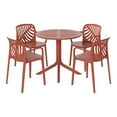thumbnail image 6 of WestinTrends Playa 5-Piece Outdoor Resin Round Patio Dining Table Set with Modern Stackable Patio Dining Chairs, Red, 6 of 15