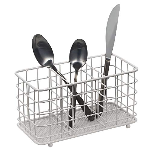 mDesign Farmhouse Modern Metal Wire Cutlery and Utensil Storage