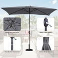 thumbnail image 3 of Sunvivi 6.5 x 10 Ft Rectangular Patio Umbrella, Outdoor Table Market Umbrella with Crank, 6 Steel Ribs, Polyester Canopy, Grey, 3 of 7