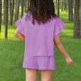 thumbnail image 5 of EnJoCho Girls Summer Outfits Casual Loung𝖾 Set Cap Sleeve T Shirt Elastic Waist Shorts 2 Piece Clothing Sets Cozy Loung𝖾wear Two Piece Matching Comfy Outfit Lightweight, 5 of 8