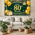 thumbnail image 7 of Green Glittery 80th Birthday Banner with Gold Balloons Cake and Gift Background Decoration for Birthday Party Photography Props Celebrations, 7 of 7