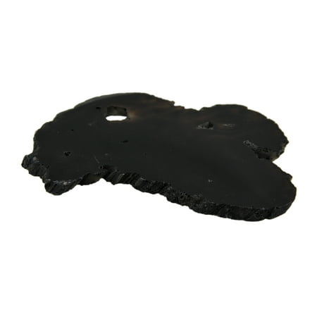 0.25 Slice - Black Polished Brazilian Agate Slice Stone Trivet