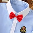 thumbnail image 5 of Babcutegg School Uniform for Boys with Bow Tie and Badge Long Sleeve Campus Style Soild Color with Button Boys School Wear Red Size 7-8, 5 of 8