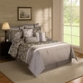 thumbnail image 6 of Benjara 10 Piece King Polyester Comforter Set with Leaf Print- Platinum Gray, 6 of 7